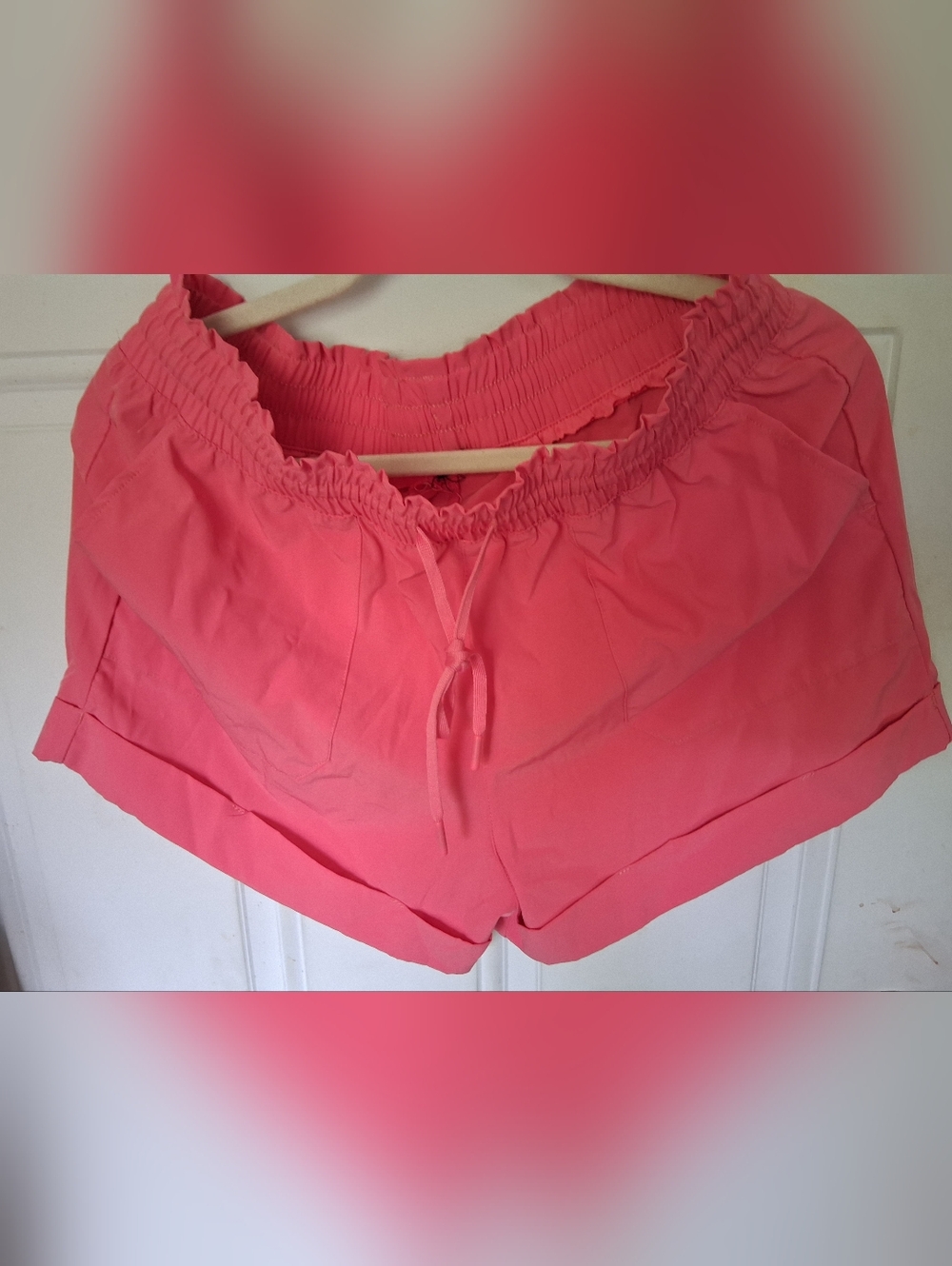 Women's Elastic Waist Drawstring Shorts - Coral Pink